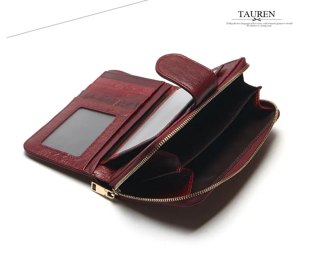 2018 New Style Layer Of Import Oil Wax Cowhide Medium Paragraph Buckle Leather Wallet Women's High Quality Purse 15