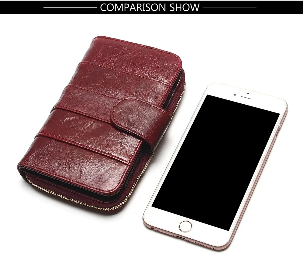 2018 New Style Layer Of Import Oil Wax Cowhide Medium Paragraph Buckle Leather Wallet Women's High Quality Purse 25