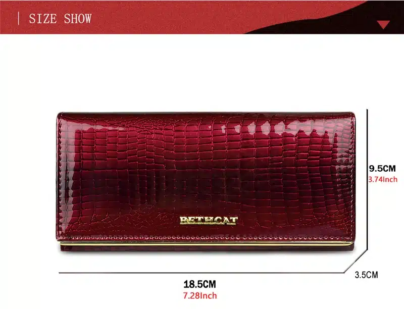 Beth Cat Women Genuine Leather Wallet Female Hasp Alligator Cowhide Long Wallet Cards Holder Clutch Bag Fashion Ladies Purses 7