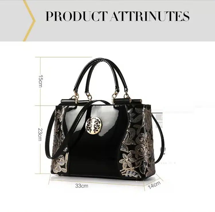New Luxury Europe Fashion Women Bag Embroidery Sequined Chains Patent Leather Famous Brand Shoulder Handbag Ladies Messenger Ba 15