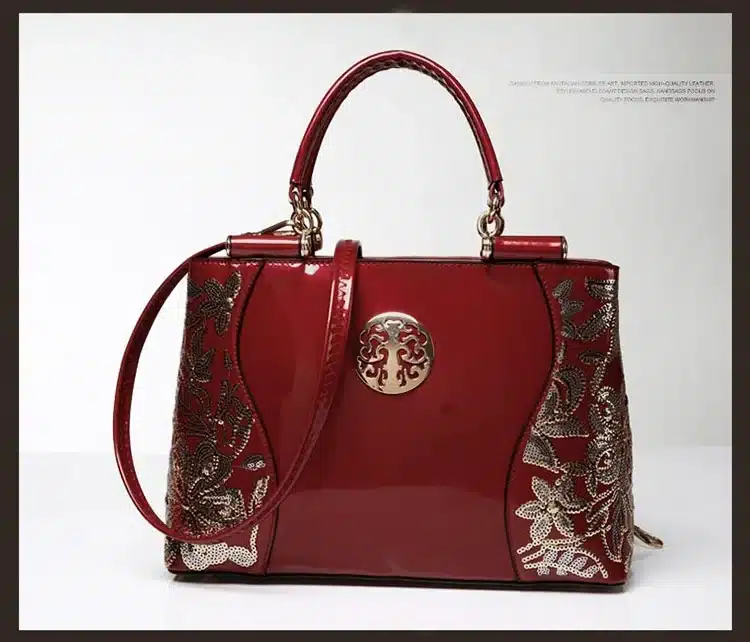New Luxury Europe Fashion Women Bag Embroidery Sequined Chains Patent Leather Famous Brand Shoulder Handbag Ladies Messenger Ba 23