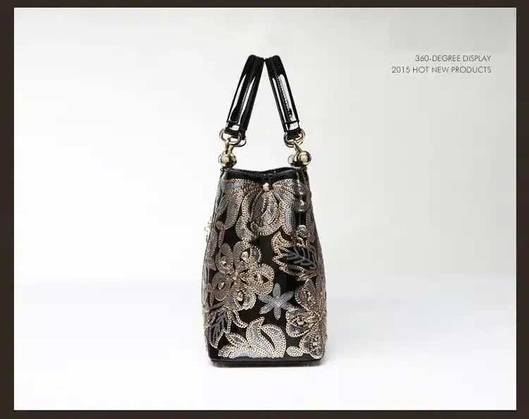 New Luxury Europe Fashion Women Bag Embroidery Sequined Chains Patent Leather Famous Brand Shoulder Handbag Ladies Messenger Ba 28
