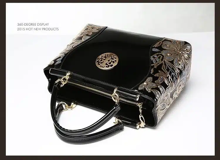 New Luxury Europe Fashion Women Bag Embroidery Sequined Chains Patent Leather Famous Brand Shoulder Handbag Ladies Messenger Ba 31