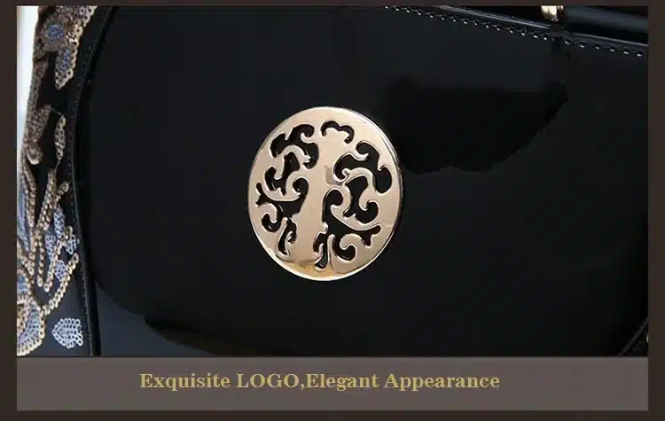 New Luxury Europe Fashion Women Bag Embroidery Sequined Chains Patent Leather Famous Brand Shoulder Handbag Ladies Messenger Ba 33
