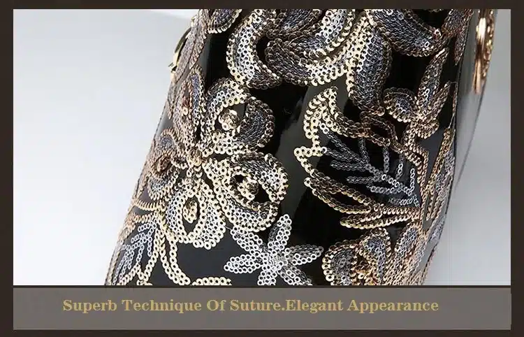 New Luxury Europe Fashion Women Bag Embroidery Sequined Chains Patent Leather Famous Brand Shoulder Handbag Ladies Messenger Ba 36