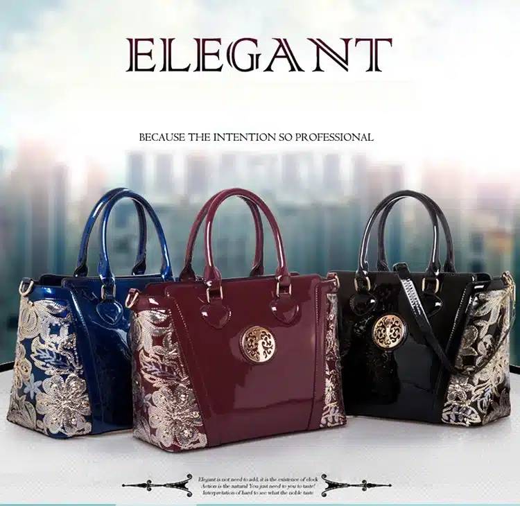 New Luxury Europe Fashion Women Bag Embroidery Sequined Chains Patent Leather Famous Brand Shoulder Handbag Ladies Messenger Ba 41