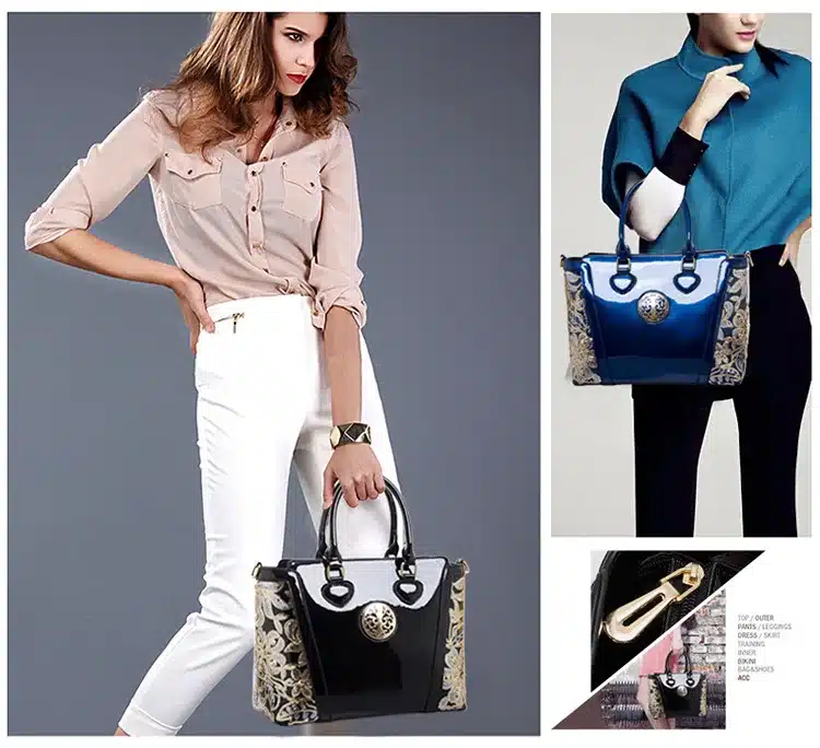 New Luxury Europe Fashion Women Bag Embroidery Sequined Chains Patent Leather Famous Brand Shoulder Handbag Ladies Messenger Ba 46