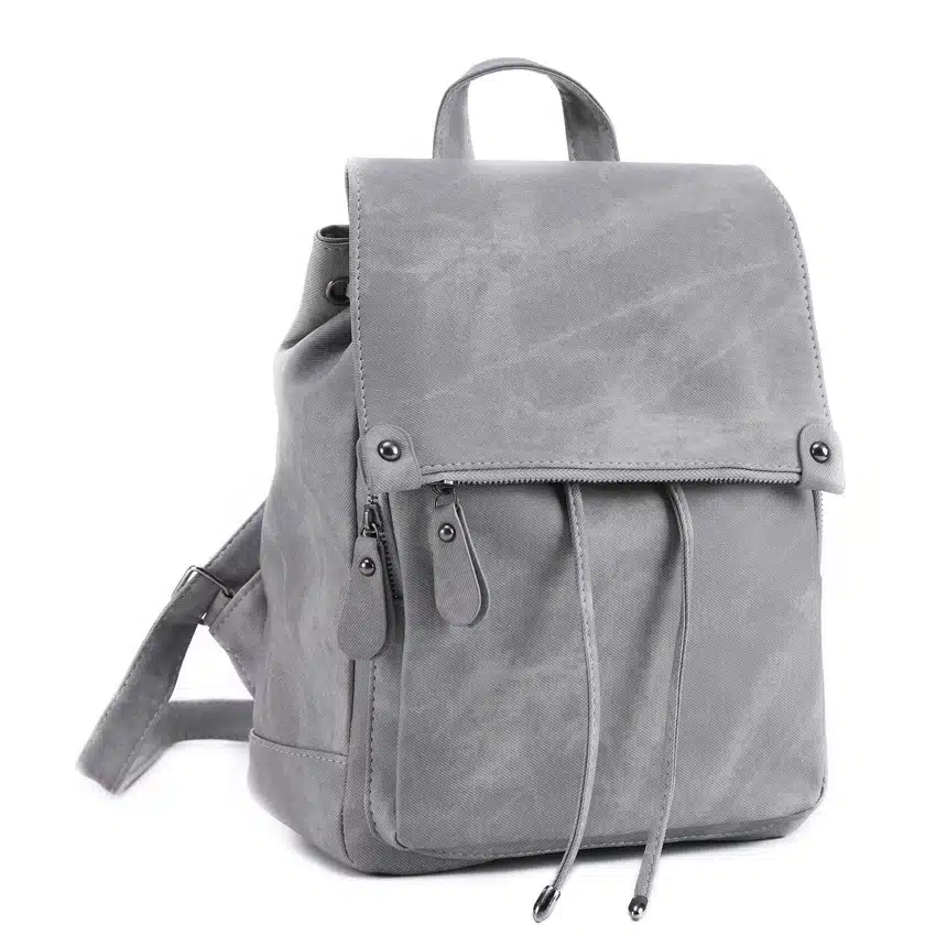 DIDA BEAR Brand Women Leather Backpacks School Bag for Teenage Girls Female Fashion Rucksack Mochila Grey Black Travel Backpack 3