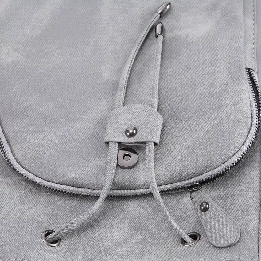 DIDA BEAR Brand Women Leather Backpacks School Bag for Teenage Girls Female Fashion Rucksack Mochila Grey Black Travel Backpack 12
