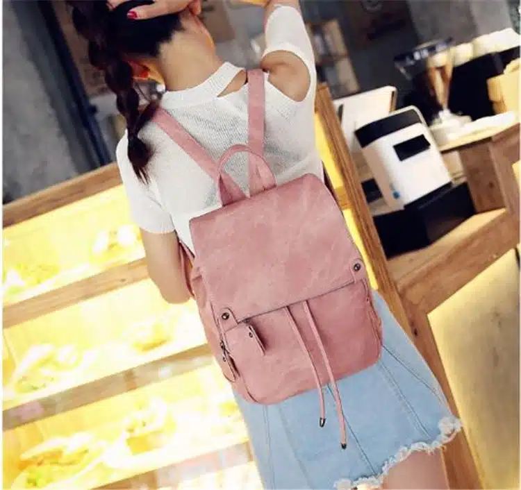 DIDA BEAR Brand Women Leather Backpacks School Bag for Teenage Girls Female Fashion Rucksack Mochila Grey Black Travel Backpack 16