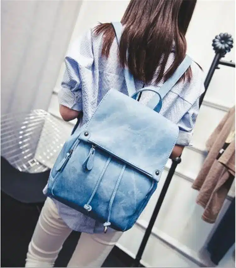 DIDA BEAR Brand Women Leather Backpacks School Bag for Teenage Girls Female Fashion Rucksack Mochila Grey Black Travel Backpack 17