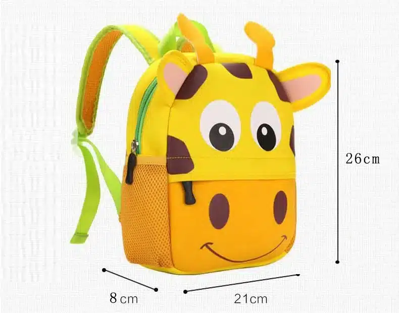 Children 3D Cute Animal Design Backpack Toddler Kid Neoprene School Bags Kindergarten Cartoon Comfortable Bag Giraffe Monkey Owl 2