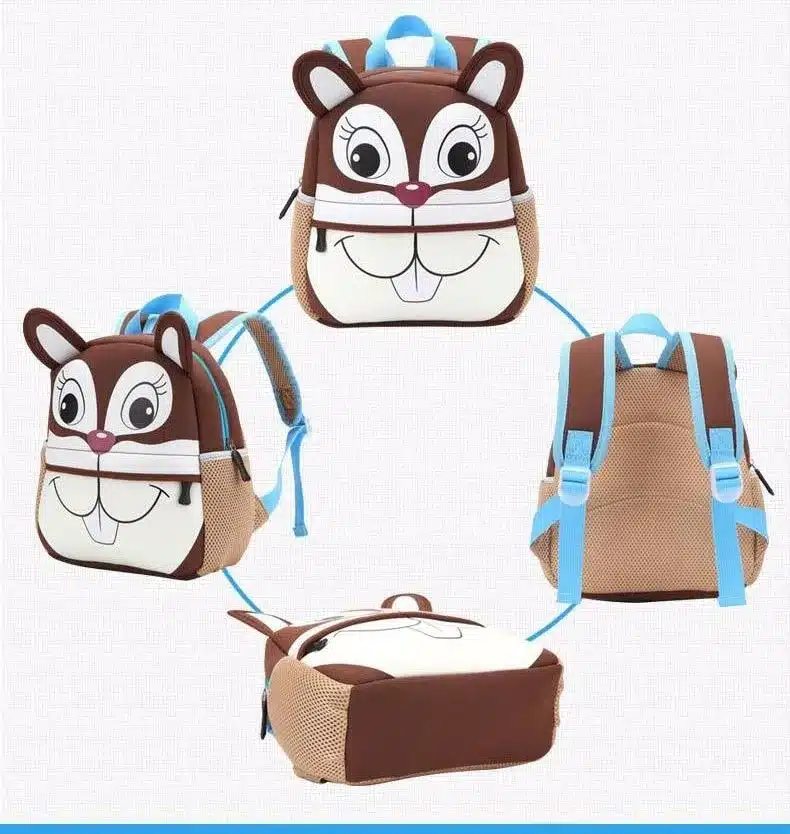 Children 3D Cute Animal Design Backpack Toddler Kid Neoprene School Bags Kindergarten Cartoon Comfortable Bag Giraffe Monkey Owl 15