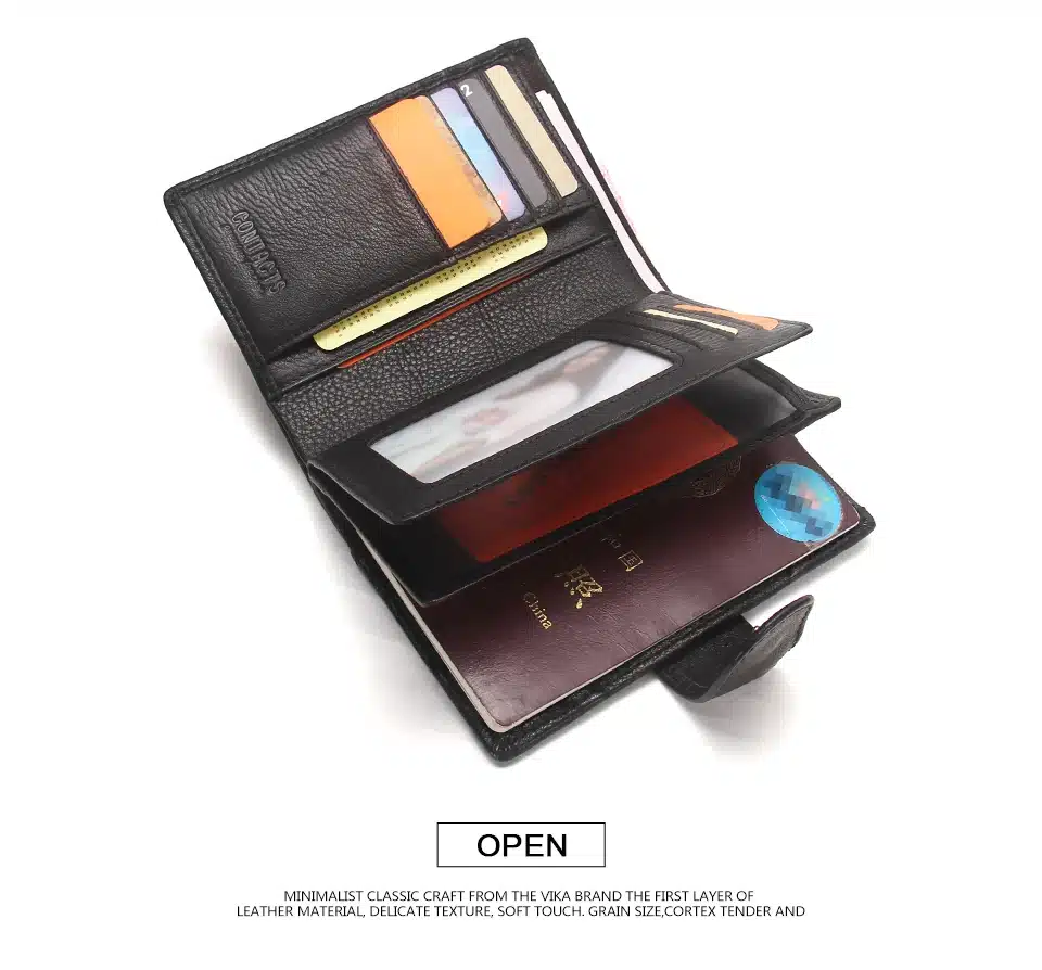2018 Passport Wallet Men Genuine Leather Travel Passport Cover Case Document Holder Large Capacity Credit Card Holder Coin Purse 26