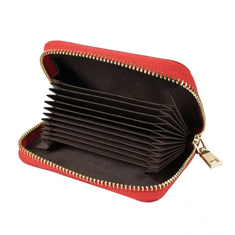 AGBIADD Women's Zipper Cute Wallets Small Red Purse Ladies Fashion Genuine Leather Credit Card Holder B584 6