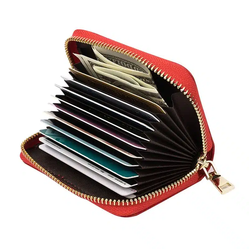 AGBIADD Women's Zipper Cute Wallets Small Red Purse Ladies Fashion Genuine Leather Credit Card Holder B584 7