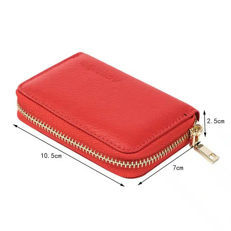 AGBIADD Women's Zipper Cute Wallets Small Red Purse Ladies Fashion Genuine Leather Credit Card Holder B584 8