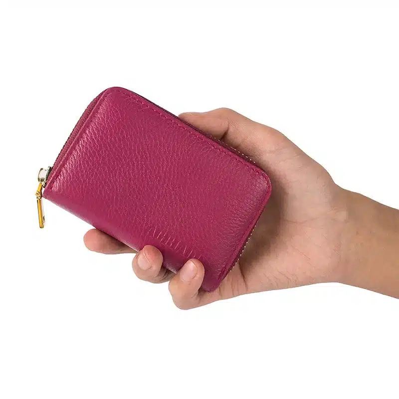 AGBIADD Women's Zipper Cute Wallets Small Red Purse Ladies Fashion Genuine Leather Credit Card Holder B584 19