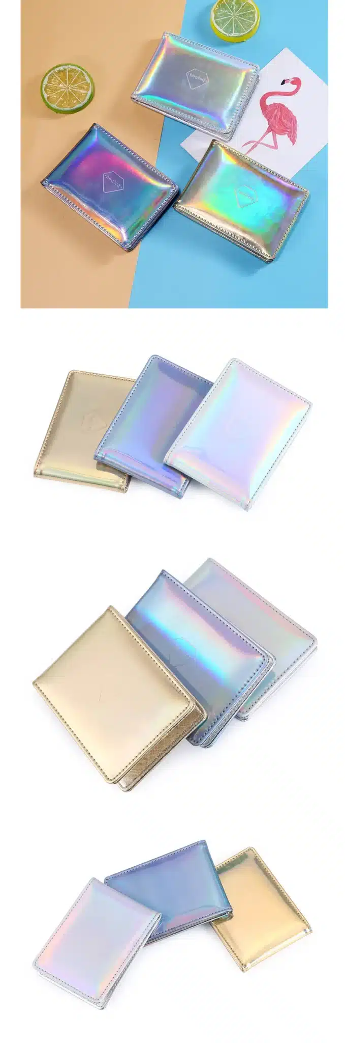 Bentoy Brand Women Hologram Purse Leather Clutch Wallet Female Driving Card Cover Credit Card Business Card Holder Organizer 3