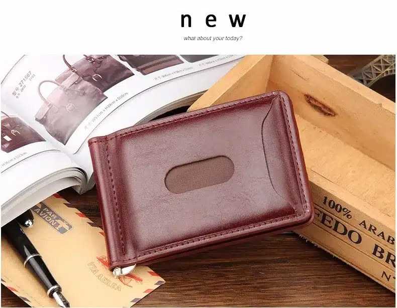 Fashion Slim Mini Money Clips Unisex Cash Clips Men's Wallet Black Small Cion Purse women bag Coffee Casual boy's magic wallet 6