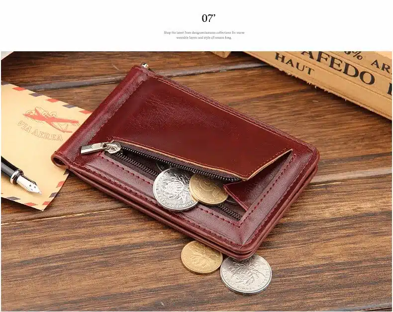 Fashion Slim Mini Money Clips Unisex Cash Clips Men's Wallet Black Small Cion Purse women bag Coffee Casual boy's magic wallet 7