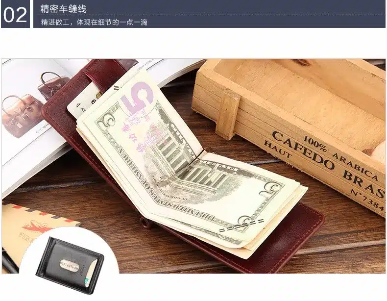 Fashion Slim Mini Money Clips Unisex Cash Clips Men's Wallet Black Small Cion Purse women bag Coffee Casual boy's magic wallet 15