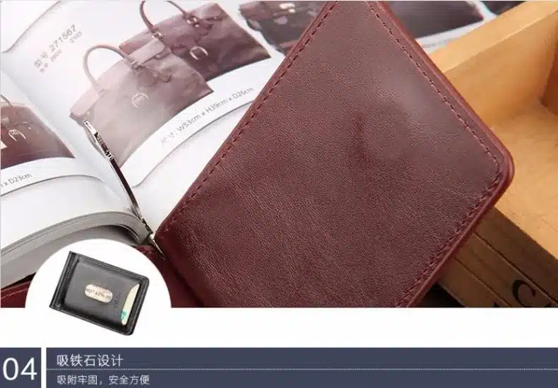 Fashion Slim Mini Money Clips Unisex Cash Clips Men's Wallet Black Small Cion Purse women bag Coffee Casual boy's magic wallet 17