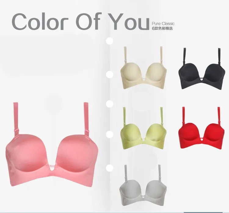 DeRuiLaDy Women Bra Plus Size C Cup Sexy Lingerie Super Push Up Bra High Quality Seamless Underwear Brassiere Half C Cup Bras 16