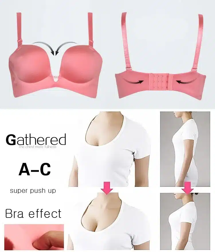 DeRuiLaDy Women Bra Plus Size C Cup Sexy Lingerie Super Push Up Bra High Quality Seamless Underwear Brassiere Half C Cup Bras 23