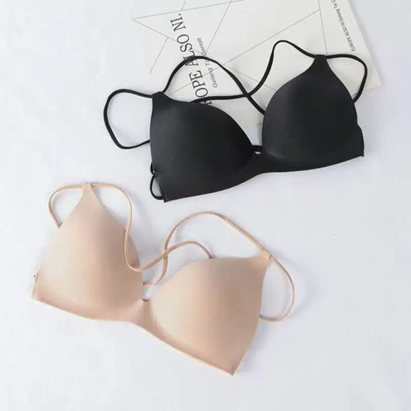 Invisible Bras Padded No wire free Strappy Super Push Up Bralette Sexy Women intimates Backless Underwear Lady BH Deep V Black 10