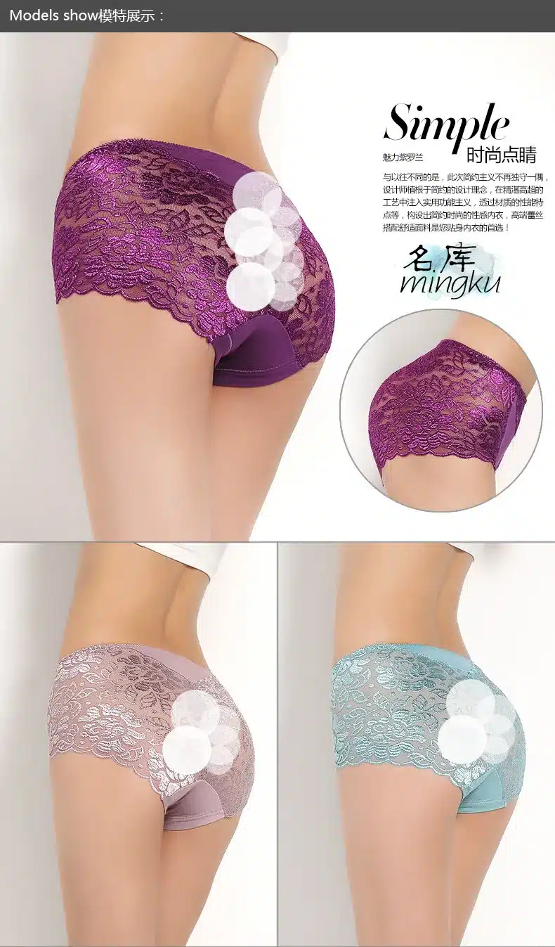 Women underwear panties briefs ondergoed dames slips panty sexy woman femme calcinha full transparent lace seamles plus size 5