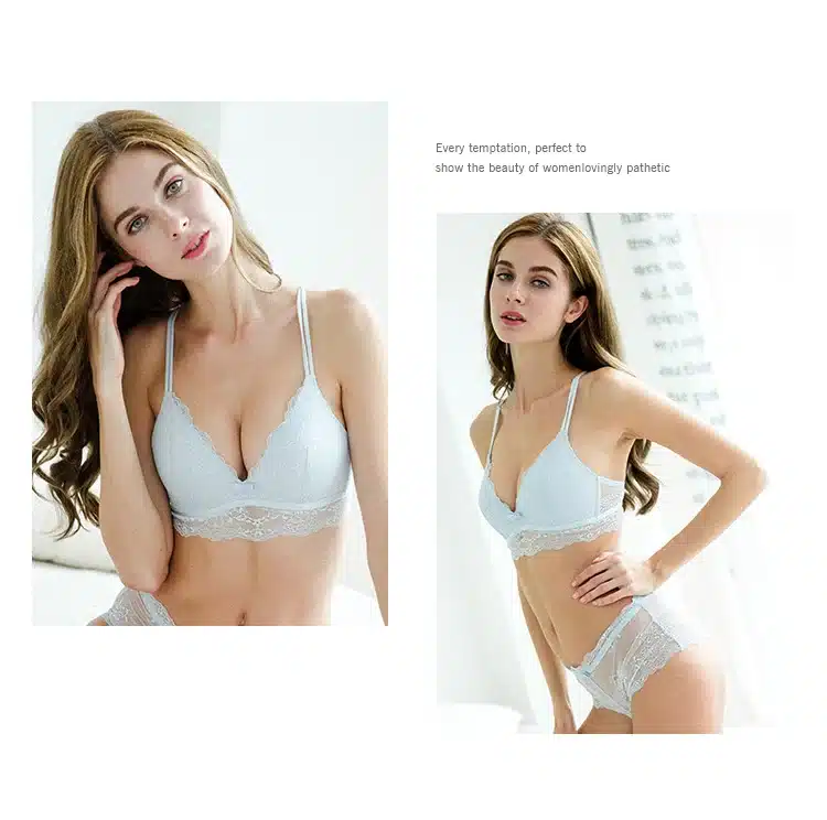 CINOON women intimates Lace underwear set Wave Hem Lace Bralette Push Up pink black Bra Set sexy lace women lingerie set 17