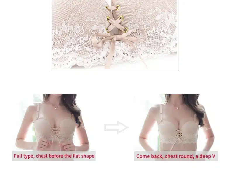 PAERLAN Wire Free Seamless lace bra dress 1/2 half a cup of small chest strap B women underwear 4