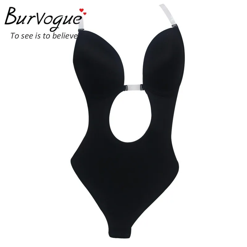 Burvogue NEW Sexy Women Backless Shapewear Deep Plunge Body Shaper Invisible Underwear for Dress Clear Strap Bodysuit Shapers 16