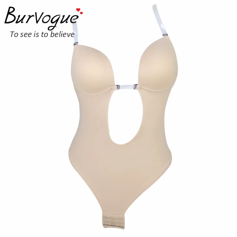 Burvogue NEW Sexy Women Backless Shapewear Deep Plunge Body Shaper Invisible Underwear for Dress Clear Strap Bodysuit Shapers 18