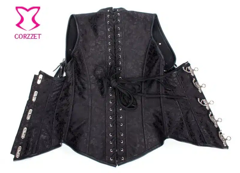 Corzzet Black Collared Top Steampunk Underbust Corsets And Bustiers Body Shaper Plus Size Women Jacket 21
