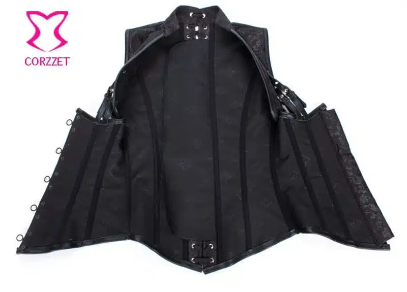 Corzzet Black Collared Top Steampunk Underbust Corsets And Bustiers Body Shaper Plus Size Women Jacket 22