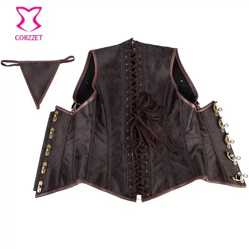 Corzzet Black Collared Top Steampunk Underbust Corsets And Bustiers Body Shaper Plus Size Women Jacket 26