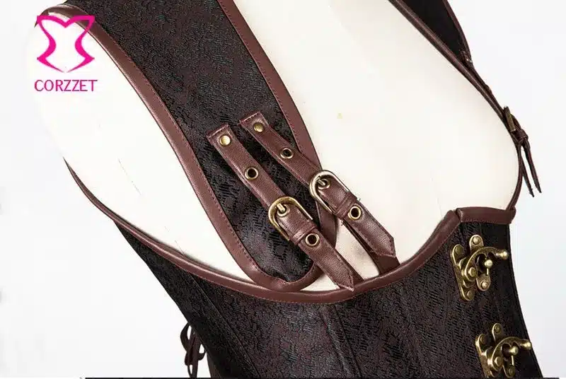 Corzzet Black Collared Top Steampunk Underbust Corsets And Bustiers Body Shaper Plus Size Women Jacket 28