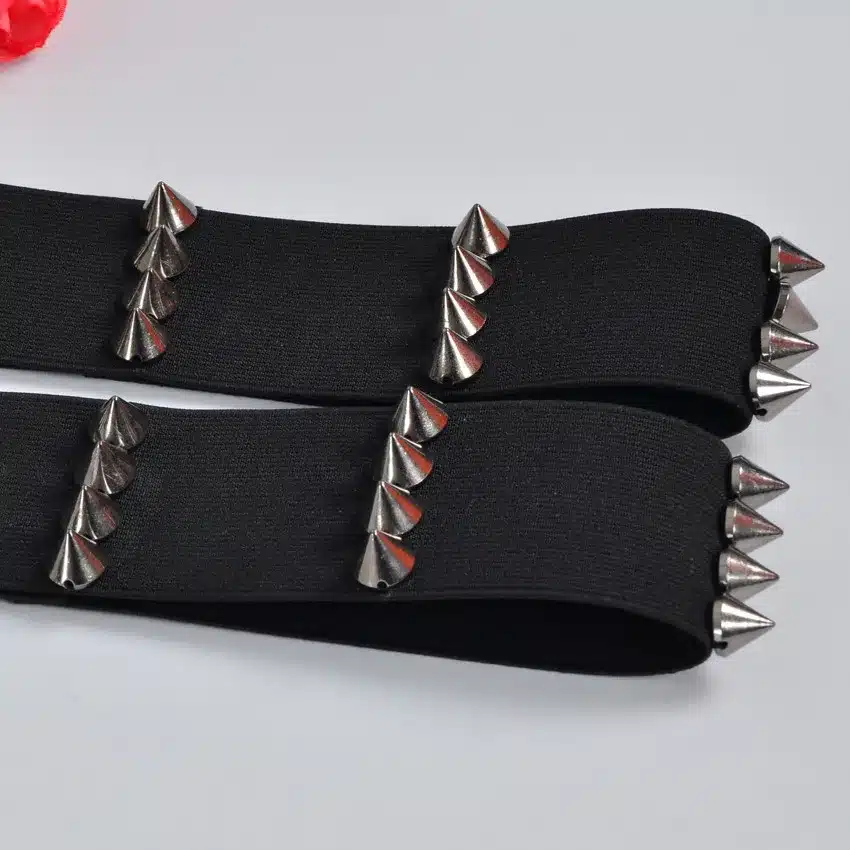 Gothic Kawaii PAIR spiked garters elastic garters BDSM grunge punk fetish bondage garter alternative sexy witch spiked garter 14