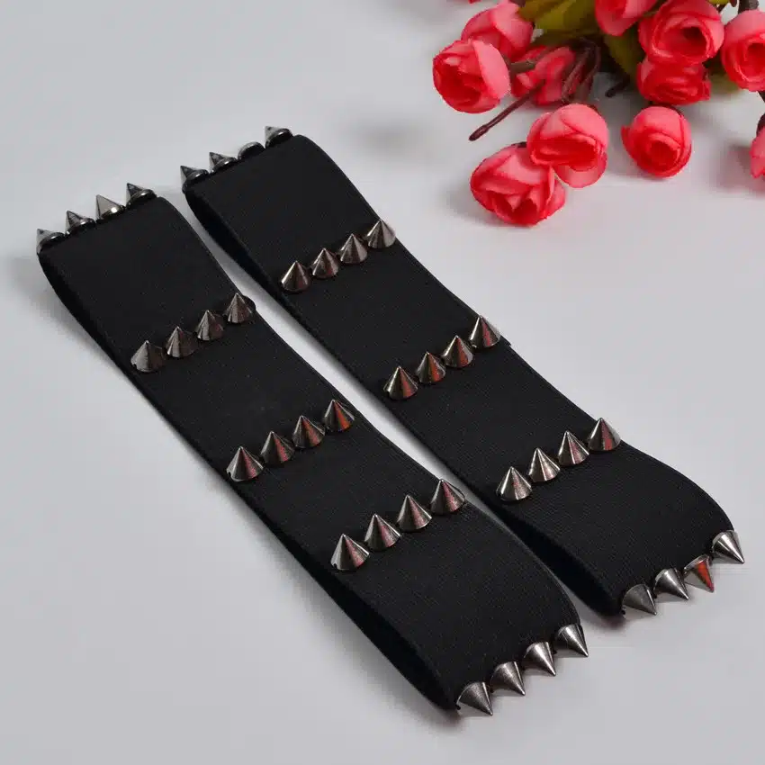 Gothic Kawaii PAIR spiked garters elastic garters BDSM grunge punk fetish bondage garter alternative sexy witch spiked garter 16