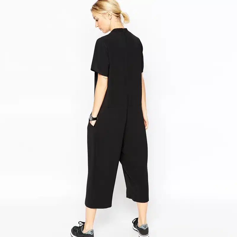 2018 summer black rompers womens jumpsuit Elegant Coveralls side pocket loose-fitting Harem Romper overalls jumpsuit for women 11