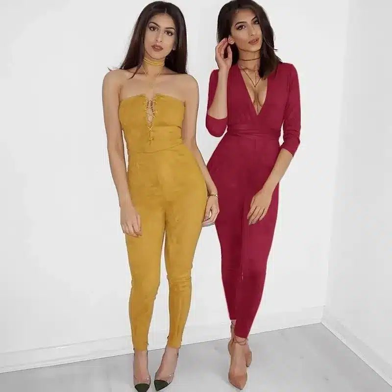 Sedrinuo 2017 casual fashion overalls deep v neck suede belt bodycon jumpsuit romper Bodie Autumn fitness women party jumpsuits 40