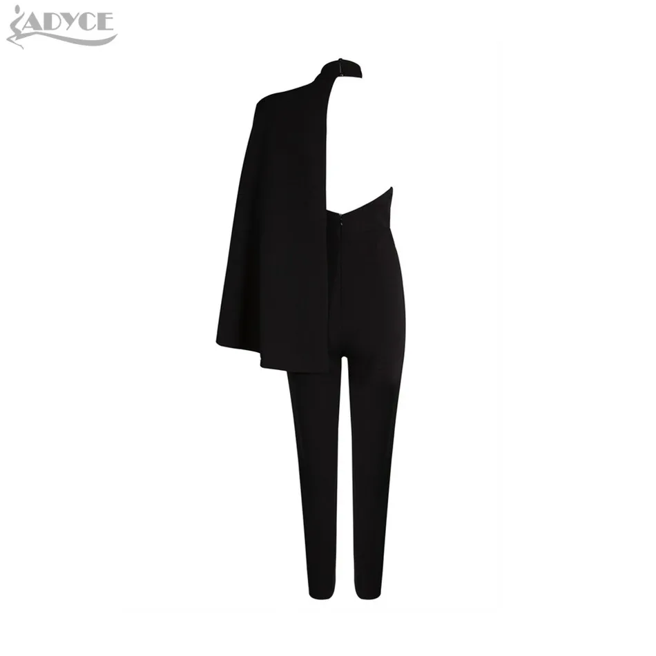 2018 Women Celebrity Runway Jumpsuit Black Deep V-Neck Halter half Batwing Sleeve Rompers Woman Jumpsuit Sexy Bodycon Bodysuits 13