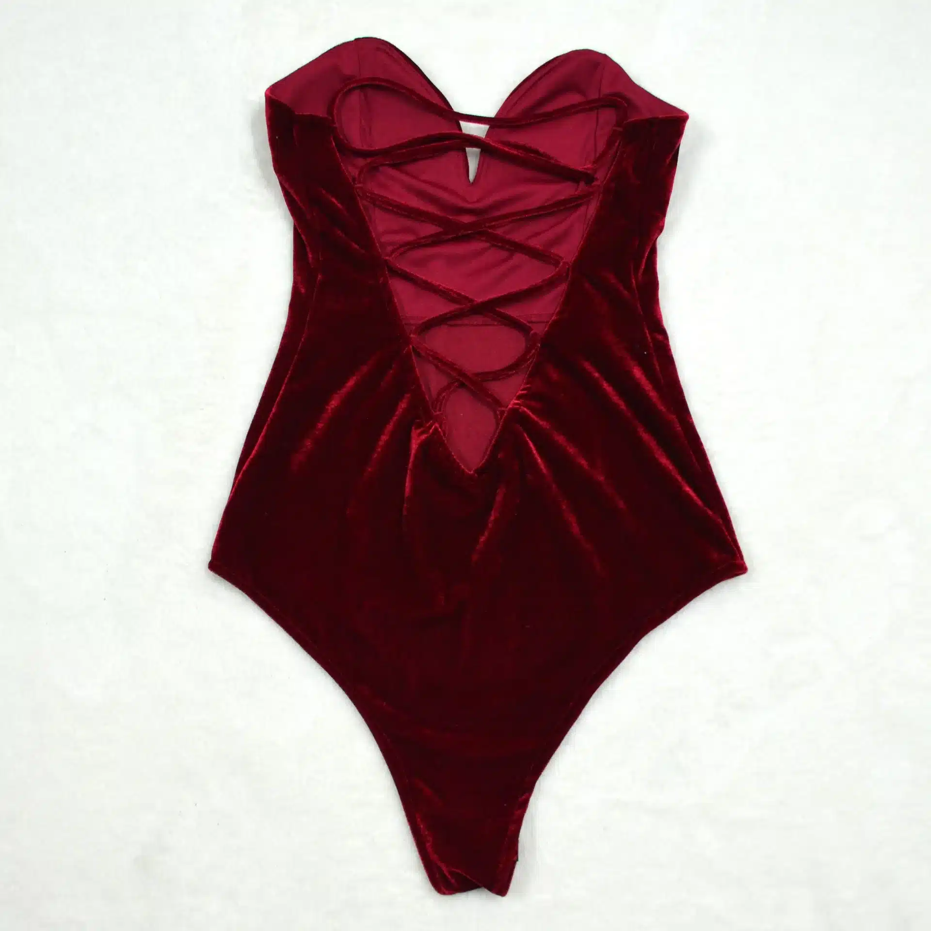 Autumn Winter Sexy Velvet Bodysuits Women Back Cross Strapless Solid V Neck body feminino black bodycon jumpsuit bodysuit QL2784 22
