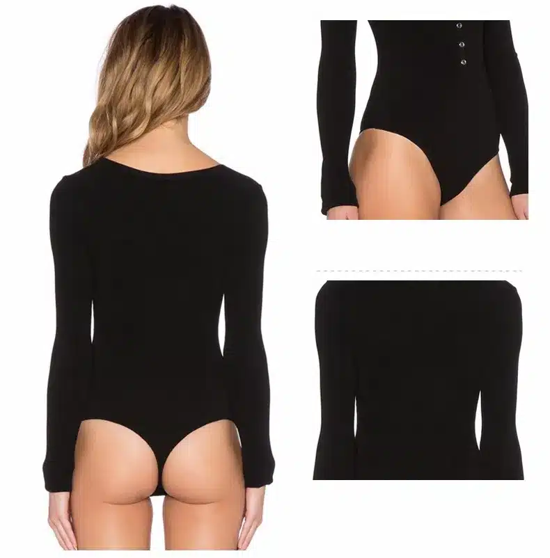 2018 New Single Breasted Slim Body Suit Sexy Combinaison Femme Buttons Womens Jumpsuit Black Leotard Bodysuit For Women C166 11