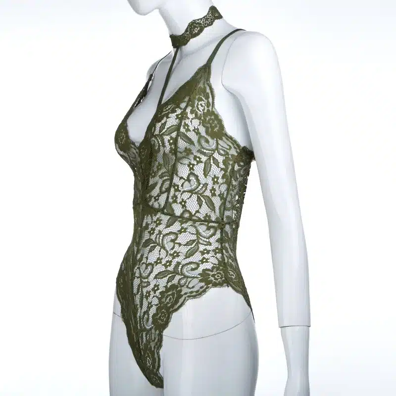 CWLSP 2017 Summer Sexy Halter Mesh See Through Lace Women Bodysuits Vintage Transparent Club Overalls Women Rompers QZ1894 26