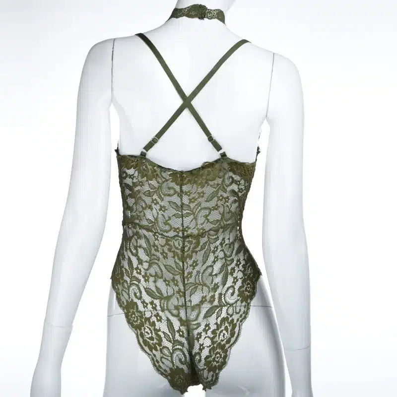 CWLSP 2017 Summer Sexy Halter Mesh See Through Lace Women Bodysuits Vintage Transparent Club Overalls Women Rompers QZ1894 27