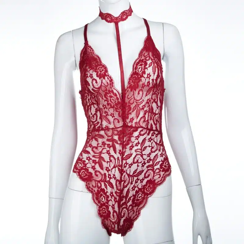 CWLSP 2017 Summer Sexy Halter Mesh See Through Lace Women Bodysuits Vintage Transparent Club Overalls Women Rompers QZ1894 28