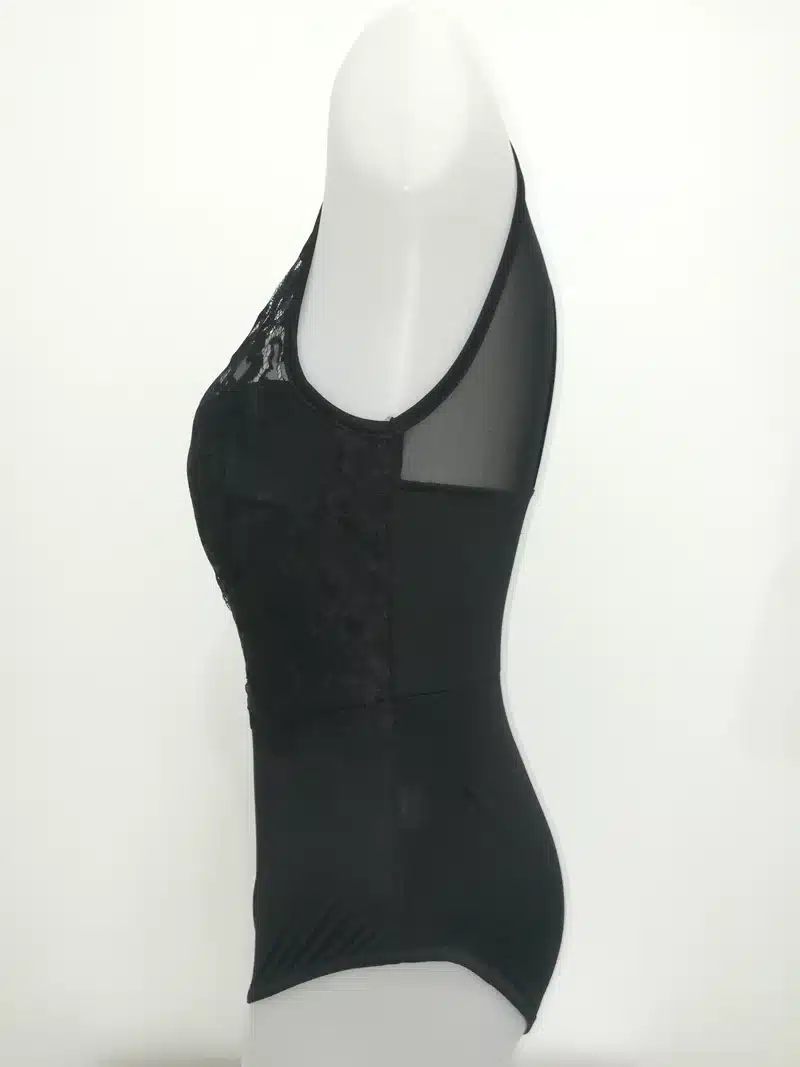 ADEWEL 2017 Sexy Bodysuit Women Black Lace High Neck Cut Out Back Bodycon Jumpsuits Romper Combinaison Shorts Playsuits 17